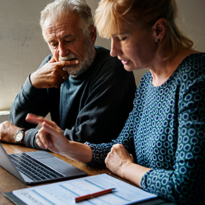 Couple reviewing paperwork 