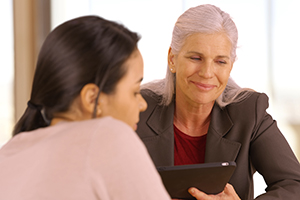 Two women meeting in an office