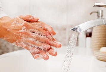 Handwashing at sink