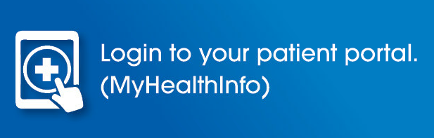 Button with text reading "login to your patient portal (MyHealthInfo)"