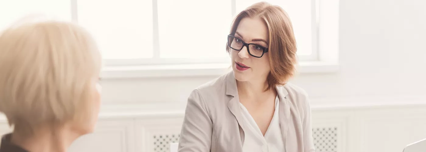 Two women meeting in an office